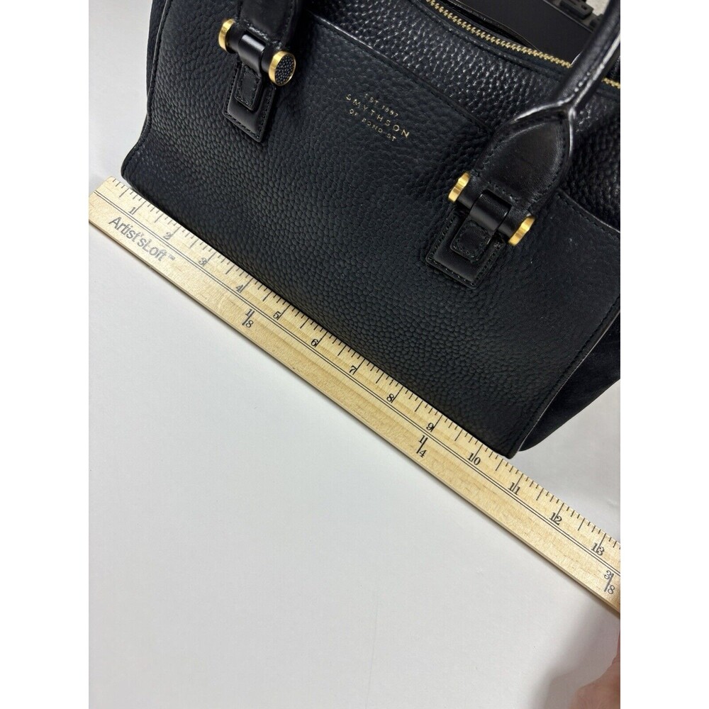 Smythson of Bond St Eliot Mini Tote Black Leather Top Handle Bag Crossbody - Picture 5 of 14